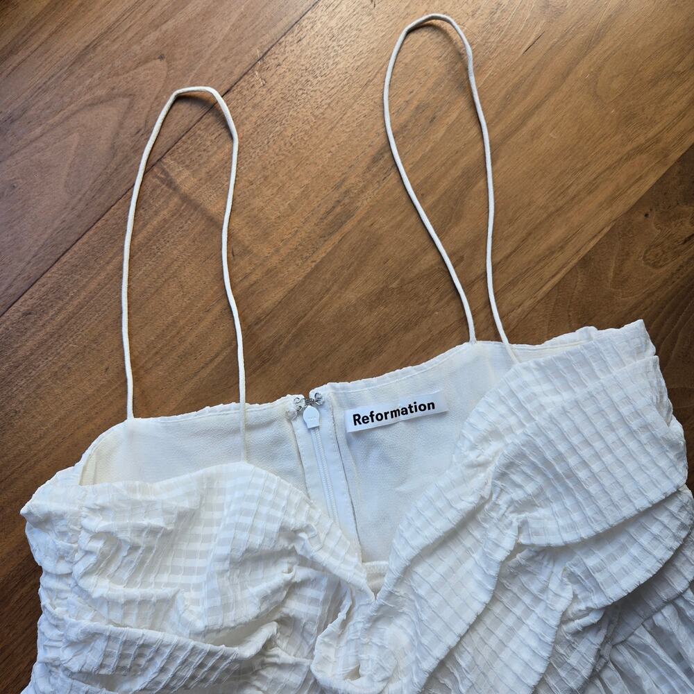 Reformation Catarina White Mini Babydoll Tent Summer Dress Womens Large XL EUC - Picture 11 of 12